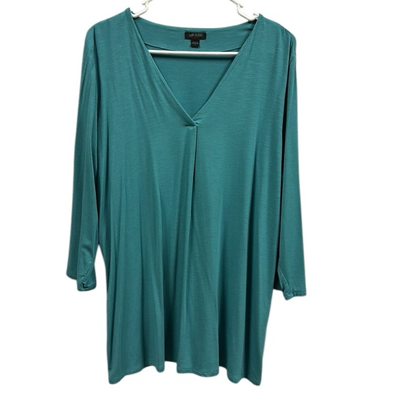 J Jill Wearever Collection V Neck Tunic Top Turquoise 3 Quarter Sleeve Womens L - Picture 6 of 11